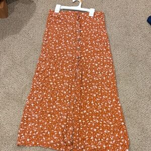 Wild Fable Orange Floral A-Line Skirt